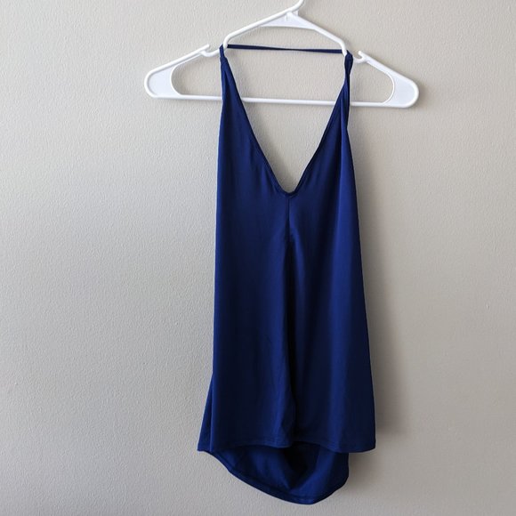 Fabletics - Dark Blue Exercise Halter Tank - Size Large - Picture 1 of 6